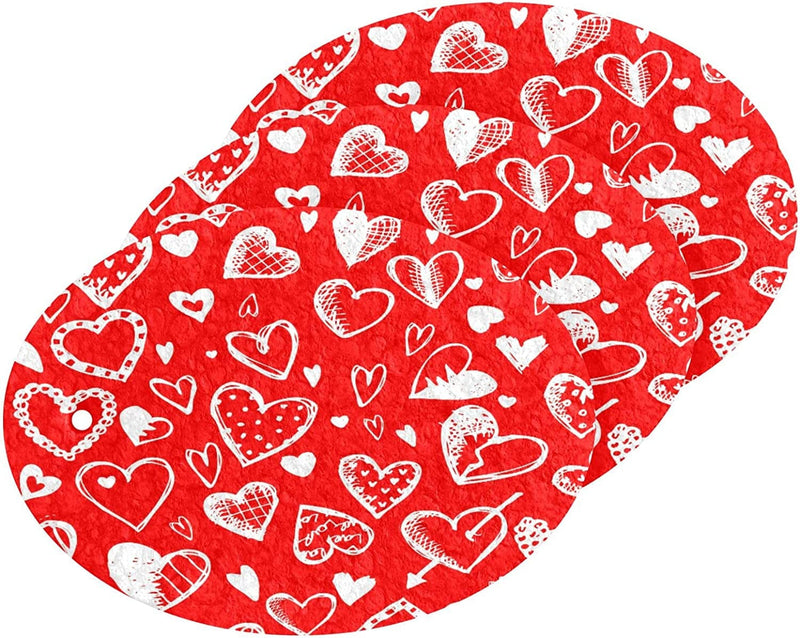 Valentines Hearts Red Kitchen Sponges Romantic Love Mother'S Day Cleaning Dish Sponges Non-Scratch Natural Scrubber Sponge for Kitchen Bathroom Cars, Pack of 3 Home & Garden > Household Supplies > Household Cleaning Supplies Eionryn   