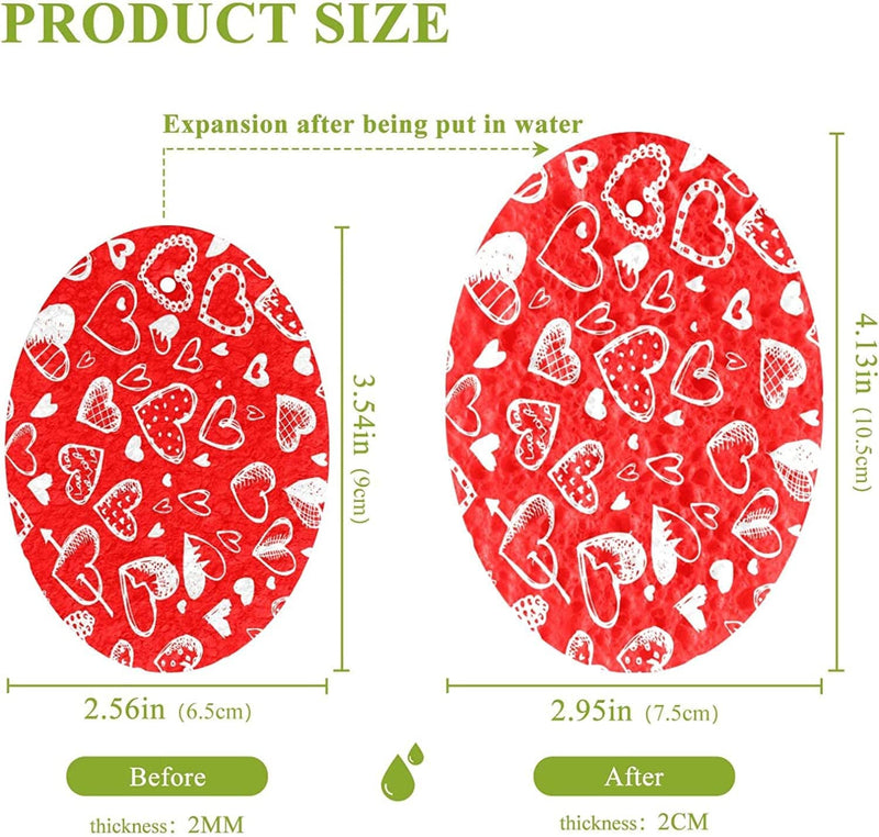 Valentines Hearts Red Kitchen Sponges Romantic Love Mother'S Day Cleaning Dish Sponges Non-Scratch Natural Scrubber Sponge for Kitchen Bathroom Cars, Pack of 3 Home & Garden > Household Supplies > Household Cleaning Supplies Eionryn   