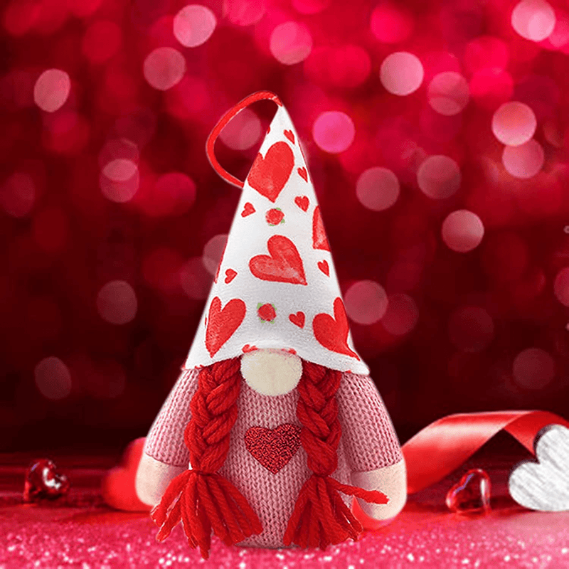 Valentines Plush Gnome Gifts Valentine'S Day Gnomes LED Light Doll 1Pc, Handmade Gnome Ornaments, Home Decorations Faceless Doll, for Holiday Home Room Table Desktop Office Decor (C-1)