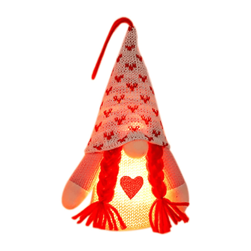 Valentines Plush Gnome Gifts Valentine'S Day Gnomes LED Light Doll 1Pc, Handmade Gnome Ornaments, Home Decorations Faceless Doll, for Holiday Home Room Table Desktop Office Decor (C-1)