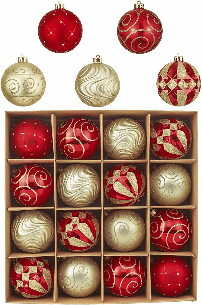 Valery Madelyn 16ct 80mm Luxury Red and Gold Christmas Ball Ornaments Decor, Shatterproof Christmas Tree Ornaments for Xmas Decoration Home & Garden > Decor > Seasonal & Holiday Decorations& Garden > Decor > Seasonal & Holiday Decorations Valery Madelyn   
