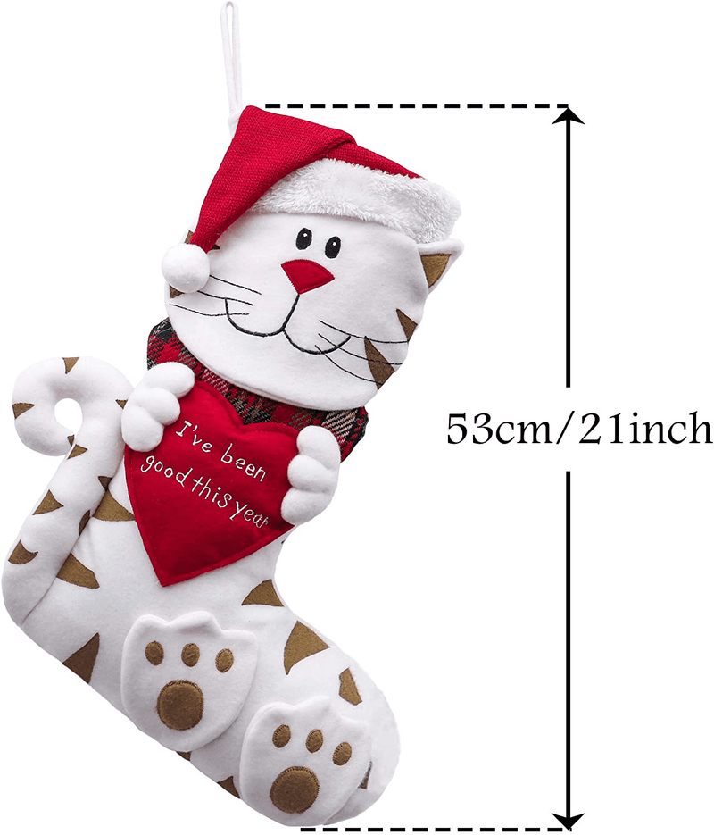 Valery Madelyn 21 Inch Large Joyful Pet Christmas Stockings Decorations Personalized Hanging Ornamnets with 3D Cat and Christmas Hat for Xmas Gifts (Pet Collection) Home & Garden > Decor > Seasonal & Holiday Decorations& Garden > Decor > Seasonal & Holiday Decorations Valery Madelyn   