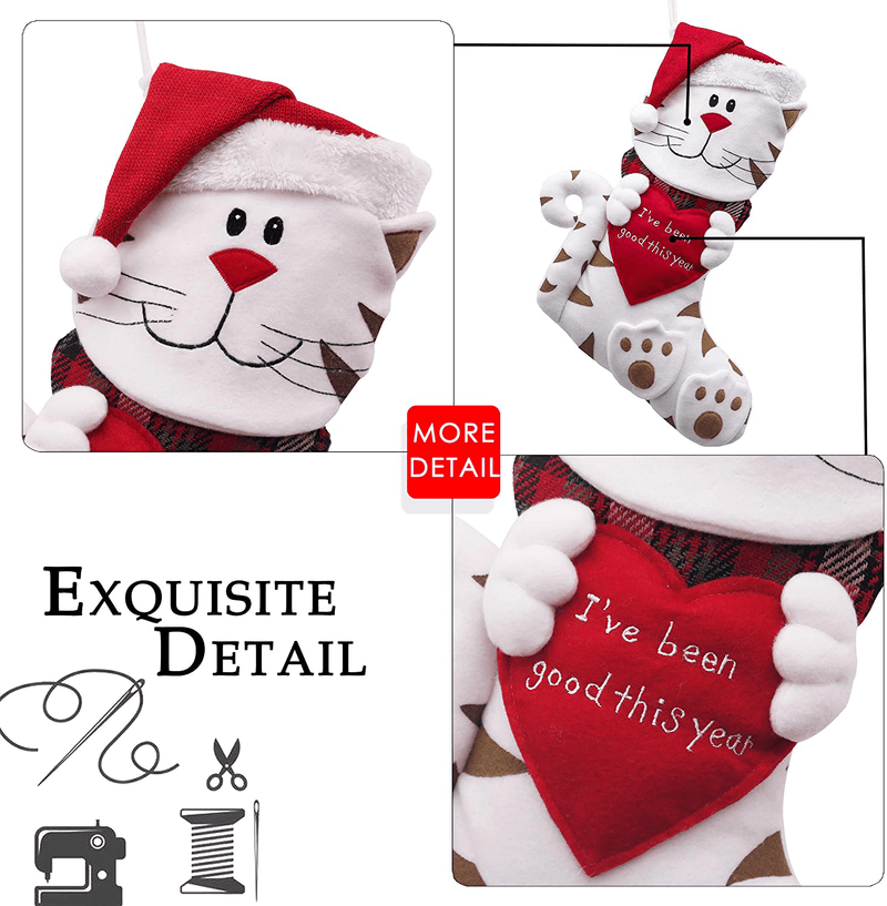 Valery Madelyn 21 Inch Large Joyful Pet Christmas Stockings Decorations Personalized Hanging Ornamnets with 3D Cat and Christmas Hat for Xmas Gifts (Pet Collection) Home & Garden > Decor > Seasonal & Holiday Decorations& Garden > Decor > Seasonal & Holiday Decorations Valery Madelyn   