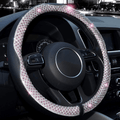 Valleycomfy 15.75 inch Auto Car Steering Wheel Covers Black with Black Lines- Genuine Leather for F-150 Tundra Range Rover. Vehicles & Parts > Vehicle Parts & Accessories > Vehicle Maintenance, Care & Decor > Vehicle Decor > Vehicle Steering Wheel Covers Valleycomfy diamond Purple M(14"1/2-15"1/4) 