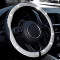 Valleycomfy 15.75 inch Auto Car Steering Wheel Covers Black with Black Lines- Genuine Leather for F-150 Tundra Range Rover. Vehicles & Parts > Vehicle Parts & Accessories > Vehicle Maintenance, Care & Decor > Vehicle Decor > Vehicle Steering Wheel Covers Valleycomfy diamond White M(14"1/2-15"1/4) 