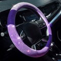 Valleycomfy Steering Wheel Cover for Women Bling Bling Crystal Diamond Sparkling Car SUV Wheel Protector Universal Fit 15 Inch (Black with Black Diamond, Standard Size(14" 1/2-15" 1/4)) Vehicles & Parts > Vehicle Parts & Accessories > Vehicle Maintenance, Care & Decor > Vehicle Decor > Vehicle Steering Wheel Covers Valleycomfy Purple Standard Size(14"1/2-15"1/4) 