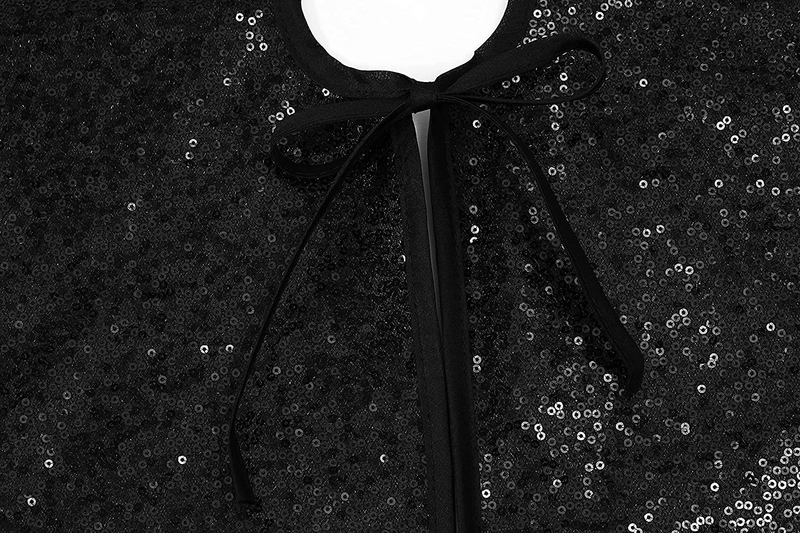 Valorcielo Sequin Christmas Tree Skirt Double Layers Tree Mat Sparkly Glittery Xmas Tree Supplies Holiday Decor (Black, 48 Inches)