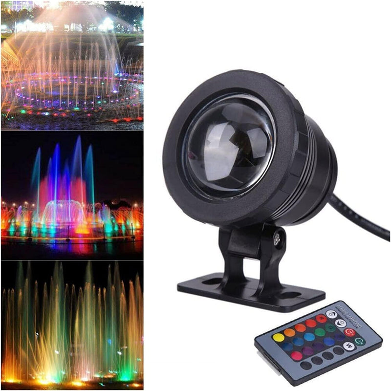 VALOYI 15W RGB LED Flood Light Underwater Waterproof Fountain Pool Pond Aquarium Spotlight Bulb Lamp Outdoor Garden AC DC 12V 85-265V (Color : AC 85-265V, Size : Black_10W)