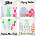 Valporia Easter Pillow Covers 18X18 Set of 4 Easter Bunny Egg Hunt Patterns Decor Easter Decorations for the Home Easter Gifts for Women (18X18 Inch, Beige-06A4)
