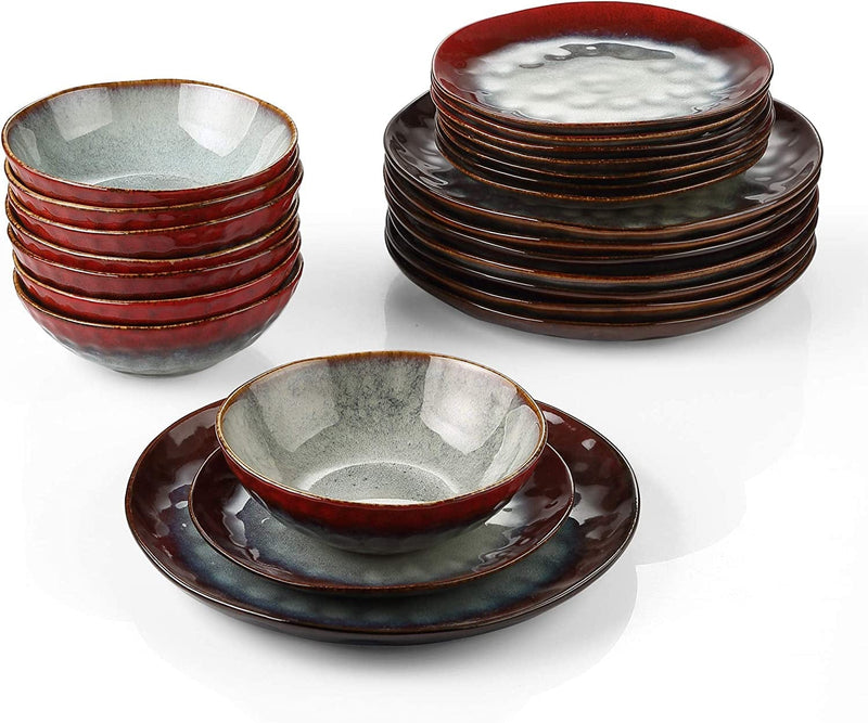 Vancasso Starry Dinnerware Set Ceramic Green Stoneware Set Vintage Look 12 Pieces Plate Set with 11 Inch Dinner Plates, 8 Inch Dessert Plates and 7 Inch Bowls, Service for 4 Home & Garden > Kitchen & Dining > Tableware > Dinnerware vancasso Starry-Red Service for 8 (24 Pcs) 