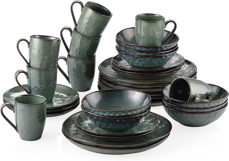 Vancasso Starry Dinnerware Set Ceramic Green Stoneware Set Vintage Look 12 Pieces Plate Set with 11 Inch Dinner Plates, 8 Inch Dessert Plates and 7 Inch Bowls, Service for 4 Home & Garden > Kitchen & Dining > Tableware > Dinnerware vancasso Starry-Green Service for 8 (32 Pcs) 