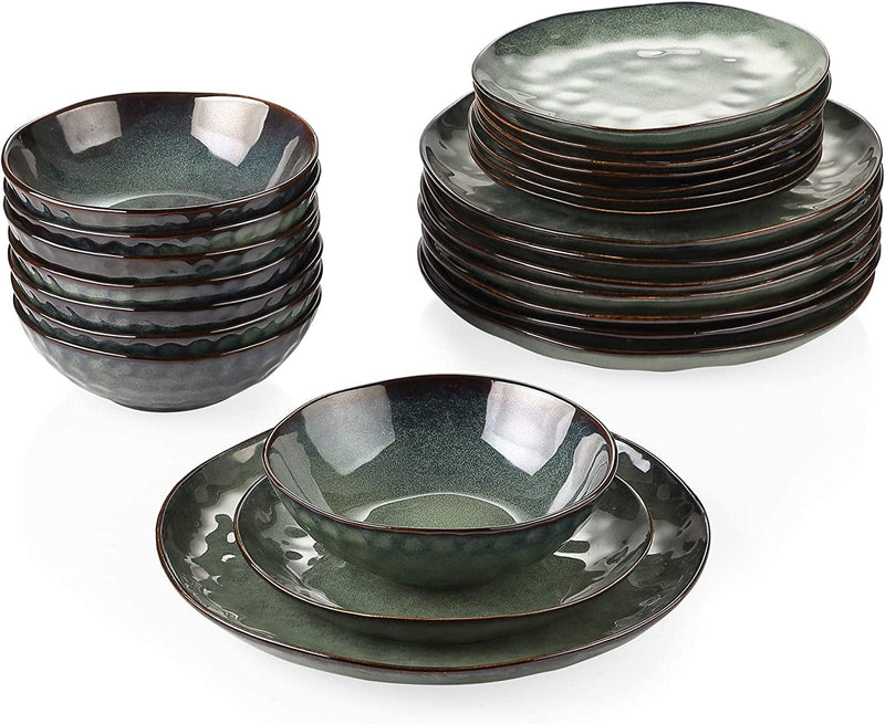 Vancasso Starry Dinnerware Set Ceramic Green Stoneware Set Vintage Look 12 Pieces Plate Set with 11 Inch Dinner Plates, 8 Inch Dessert Plates and 7 Inch Bowls, Service for 4 Home & Garden > Kitchen & Dining > Tableware > Dinnerware vancasso Starry-Green Service for 8 (24 Pcs) 