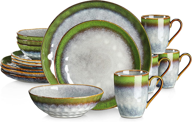 Vancasso Starry Dinnerware Set Ceramic Green Stoneware Set Vintage Look 12 Pieces Plate Set with 11 Inch Dinner Plates, 8 Inch Dessert Plates and 7 Inch Bowls, Service for 4 Home & Garden > Kitchen & Dining > Tableware > Dinnerware vancasso Starry-Blue-Green Service for 4 (16 Pcs) 