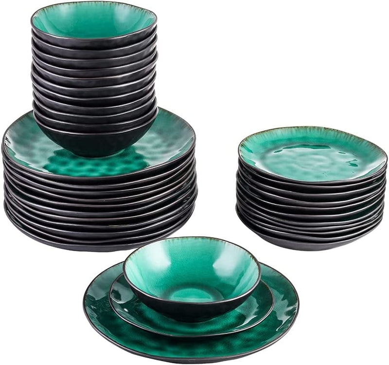 Vancasso Starry Dinnerware Set Ceramic Green Stoneware Set Vintage Look 12 Pieces Plate Set with 11 Inch Dinner Plates, 8 Inch Dessert Plates and 7 Inch Bowls, Service for 4 Home & Garden > Kitchen & Dining > Tableware > Dinnerware vancasso COCO-Green Service for 12 (36 Pcs) 