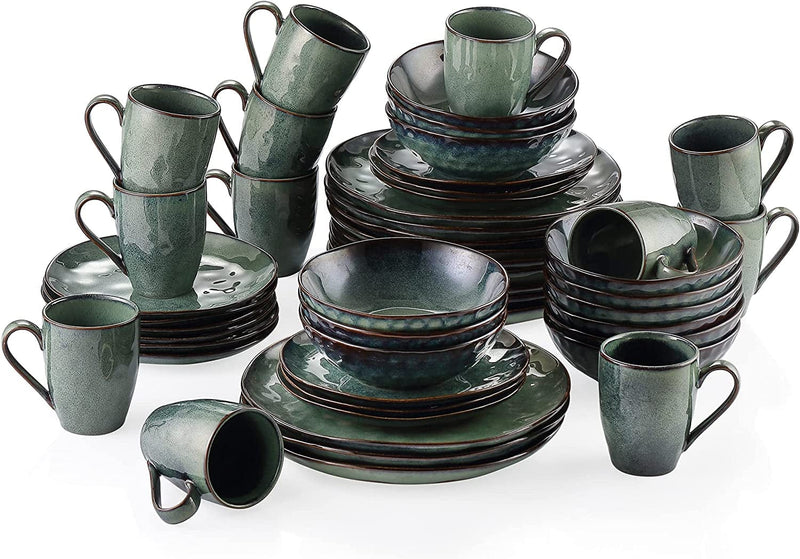 Vancasso Starry Dinnerware Set Ceramic Green Stoneware Set Vintage Look 12 Pieces Plate Set with 11 Inch Dinner Plates, 8 Inch Dessert Plates and 7 Inch Bowls, Service for 4 Home & Garden > Kitchen & Dining > Tableware > Dinnerware vancasso Starry-Green Service for 12 (48 Pcs) 