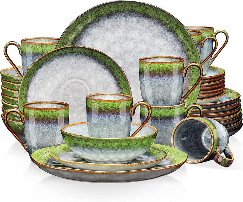 Vancasso Starry Dinnerware Set Ceramic Green Stoneware Set Vintage Look 12 Pieces Plate Set with 11 Inch Dinner Plates, 8 Inch Dessert Plates and 7 Inch Bowls, Service for 4 Home & Garden > Kitchen & Dining > Tableware > Dinnerware vancasso Starry-Blue-Green Service for 8 (32 Pcs) 