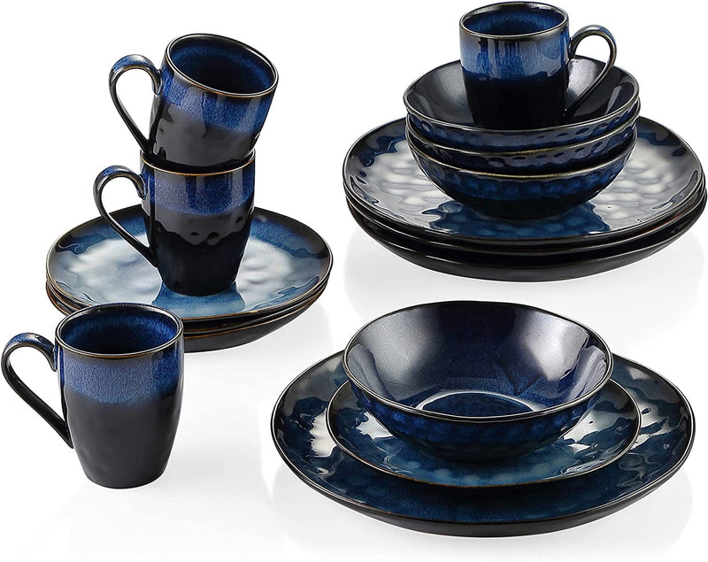 Vancasso Starry Dinnerware Set Ceramic Green Stoneware Set Vintage Look 12 Pieces Plate Set with 11 Inch Dinner Plates, 8 Inch Dessert Plates and 7 Inch Bowls, Service for 4 Home & Garden > Kitchen & Dining > Tableware > Dinnerware vancasso Starry-Blue Service for 4 (16 Pcs) 