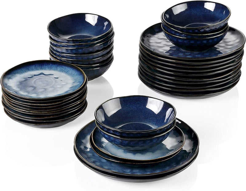 Vancasso Starry Dinnerware Set Ceramic Green Stoneware Set Vintage Look 12 Pieces Plate Set with 11 Inch Dinner Plates, 8 Inch Dessert Plates and 7 Inch Bowls, Service for 4 Home & Garden > Kitchen & Dining > Tableware > Dinnerware vancasso Starry-Blue Service for 12 (36 Pcs) 