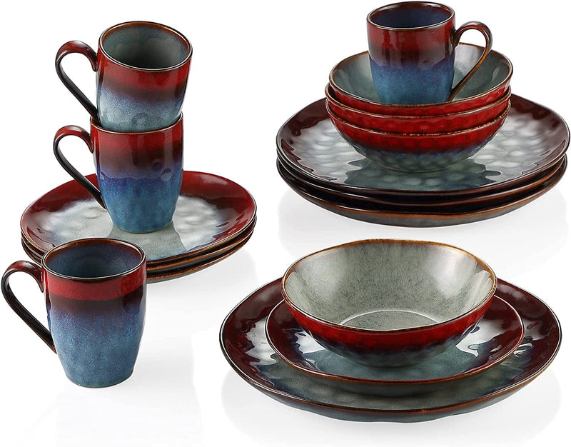 Vancasso Starry Dinnerware Set Ceramic Green Stoneware Set Vintage Look 12 Pieces Plate Set with 11 Inch Dinner Plates, 8 Inch Dessert Plates and 7 Inch Bowls, Service for 4 Home & Garden > Kitchen & Dining > Tableware > Dinnerware vancasso Starry-Red Service for 12 (48 Pcs) 