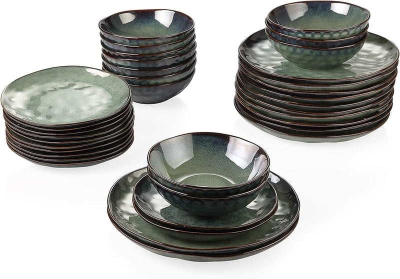 Vancasso Starry Dinnerware Set Ceramic Green Stoneware Set Vintage Look 12 Pieces Plate Set with 11 Inch Dinner Plates, 8 Inch Dessert Plates and 7 Inch Bowls, Service for 4 Home & Garden > Kitchen & Dining > Tableware > Dinnerware vancasso Starry-Green Service for 12 (36 Pcs) 