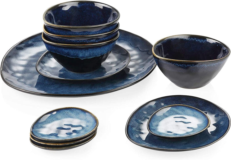 Vancasso Starry Dinnerware Set Ceramic Green Stoneware Set Vintage Look 12 Pieces Plate Set with 11 Inch Dinner Plates, 8 Inch Dessert Plates and 7 Inch Bowls, Service for 4 Home & Garden > Kitchen & Dining > Tableware > Dinnerware vancasso Starry-Blue Service for 4 (11 Pcs) 