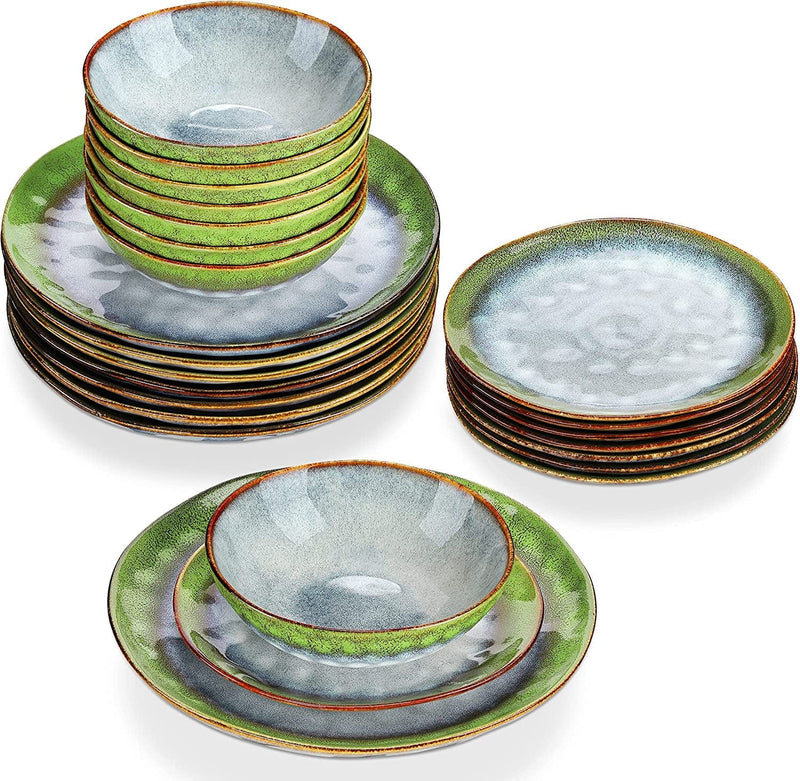 Vancasso Starry Dinnerware Set Ceramic Green Stoneware Set Vintage Look 12 Pieces Plate Set with 11 Inch Dinner Plates, 8 Inch Dessert Plates and 7 Inch Bowls, Service for 4 Home & Garden > Kitchen & Dining > Tableware > Dinnerware vancasso Starry-Blue-Green Service for 8 (24 Pcs) 