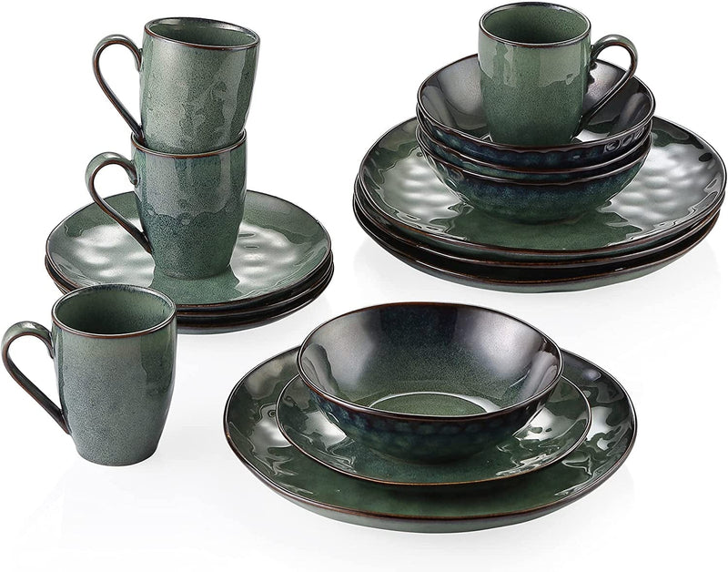 Vancasso Starry Dinnerware Set Ceramic Green Stoneware Set Vintage Look 12 Pieces Plate Set with 11 Inch Dinner Plates, 8 Inch Dessert Plates and 7 Inch Bowls, Service for 4 Home & Garden > Kitchen & Dining > Tableware > Dinnerware vancasso Starry-Green Service for 4 (16 Pcs) 