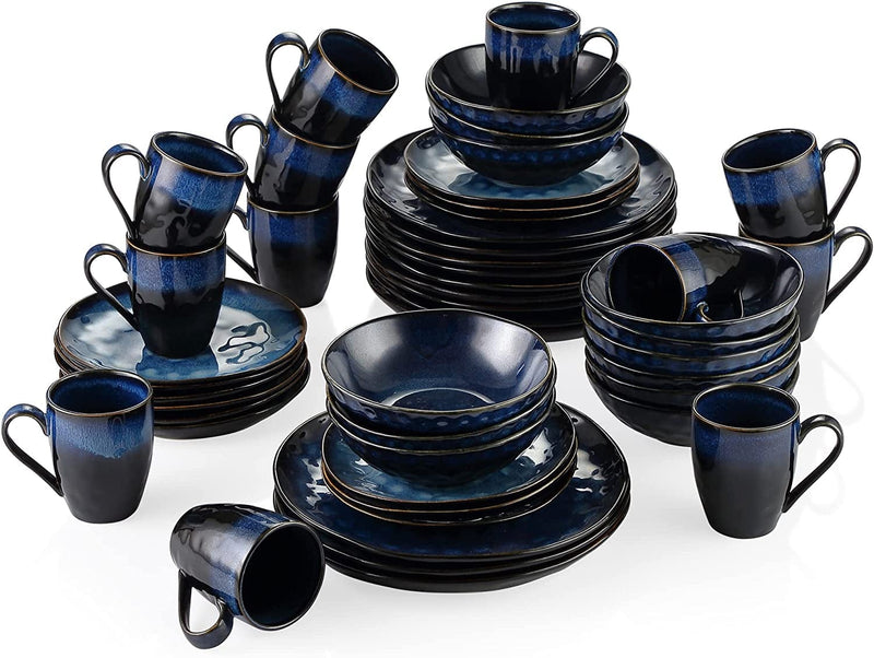 Vancasso Starry Dinnerware Set Ceramic Green Stoneware Set Vintage Look 12 Pieces Plate Set with 11 Inch Dinner Plates, 8 Inch Dessert Plates and 7 Inch Bowls, Service for 4 Home & Garden > Kitchen & Dining > Tableware > Dinnerware vancasso Starry-Blue Service for 12 (48 Pcs) 