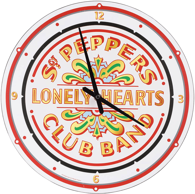 Vandor The Beatles 13.5" Cordless Wood Wall Clock, Black and White (53267) Home & Garden > Decor > Clocks > Wall Clocks Vandor The Beatles Sgt. Pepper's  