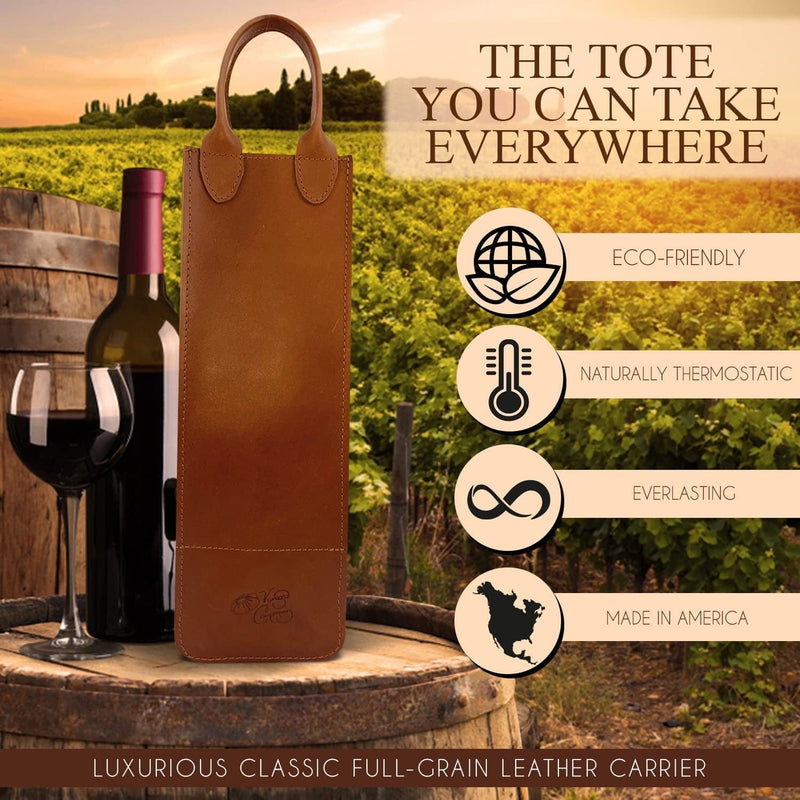 Vanessa Campomanes Leather Wine Bag for 1 Bottle, Travel Gift Carrier for Wine Lover Home & Garden > Kitchen & Dining > Barware DeMers Trade LLC   