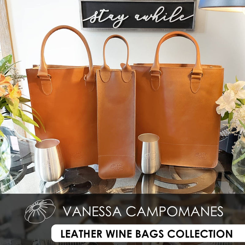 Vanessa Campomanes Leather Wine Bag for 1 Bottle, Travel Gift Carrier for Wine Lover Home & Garden > Kitchen & Dining > Barware DeMers Trade LLC   