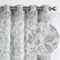 Vangao Farmhouse Linen Curtains 84 Inches Long for Living Room Bedroom Green Vintage Floral Printed on Beige Semi-Sheer Window Drapes Back Tab Rod Pocket 2 Panels Home & Garden > Decor > Window Treatments > Curtains & Drapes Vangao Grommet I Blue 50"W x 63"L x2 