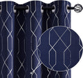 Vangao Navy Blue Blackout Curtains 96 Inches Long 2 Panels for Living Room Bedroom Silver Trellis Foil Print Thermal Insulated Grommet Top Window Drapes Home & Garden > Decor > Window Treatments > Curtains & Drapes Vangao Trellis I Navy Blue 52"W x 96"L x2 