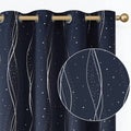 Vangao Navy Blue Blackout Curtains 96 Inches Long 2 Panels for Living Room Bedroom Silver Trellis Foil Print Thermal Insulated Grommet Top Window Drapes Home & Garden > Decor > Window Treatments > Curtains & Drapes Vangao Wave I Navy Blue 52"W x 84"L x2 