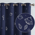 Vangao Navy Blue Blackout Curtains Space Theme for Boys Kids Nursery Girls Room Silver Foil Print Grommet Top Window Drapes 84 Inches Long 2 Panels for Bedroom Living Room Home & Garden > Decor > Window Treatments > Curtains & Drapes Vangao Silver I Navy W52" x L63" x2 