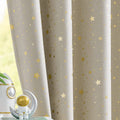 Vangao Navy Blue Blackout Curtains Space Theme for Boys Kids Nursery Girls Room Silver Foil Print Grommet Top Window Drapes 84 Inches Long 2 Panels for Bedroom Living Room Home & Garden > Decor > Window Treatments > Curtains & Drapes Vangao Star I Beige W52" x L63" x1 