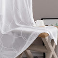Vangao White Sheer Curtains 84 Inch Long for Living Room Bedroom, Geometric Embroidered Rod Pocket Voile Window Drapes 2 Panels Home & Garden > Decor > Window Treatments > Curtains & Drapes Vangao White 52"W x 63"L x2 