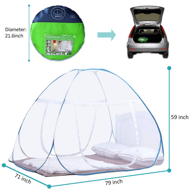 Vangold Mosquito Net Bed Canopy Pop up Foldable Double Door with Bottom for Bed Camping Travel Home (79 X71X59 Inch) Sporting Goods > Outdoor Recreation > Camping & Hiking > Mosquito Nets & Insect Screens VANGOLD   