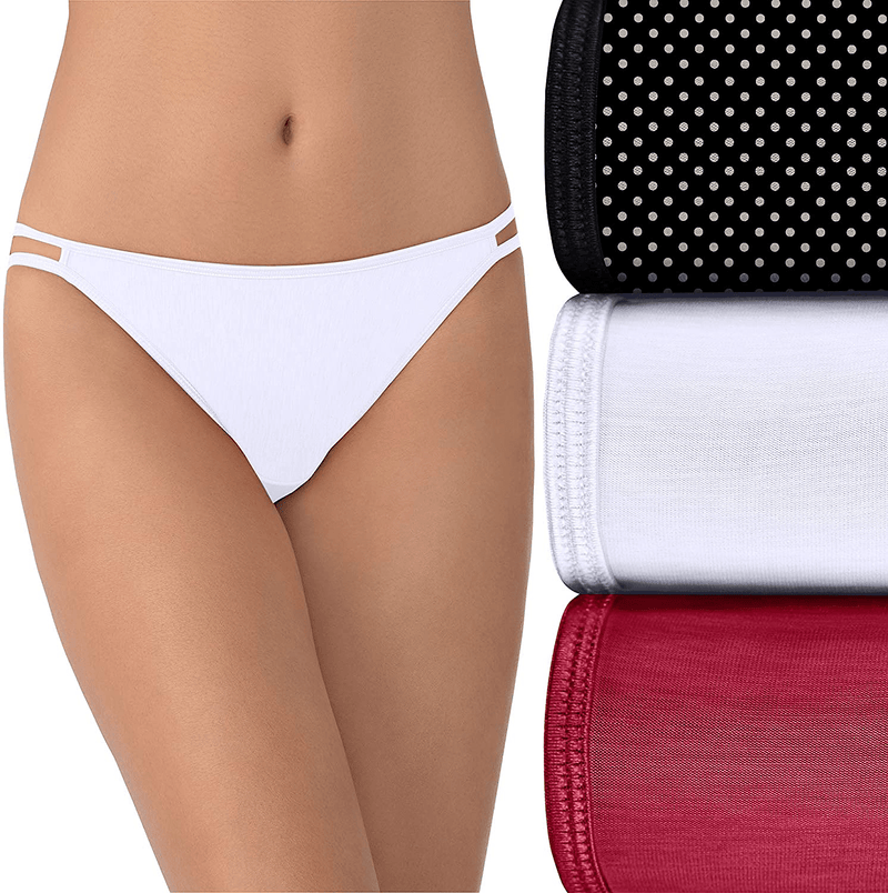 Vanity Fair Women's Illumination String Bikini Panties (Regular & Plus Size)  Vanity Fair 3 Pack - Dot Print/White/Red Regular 6
