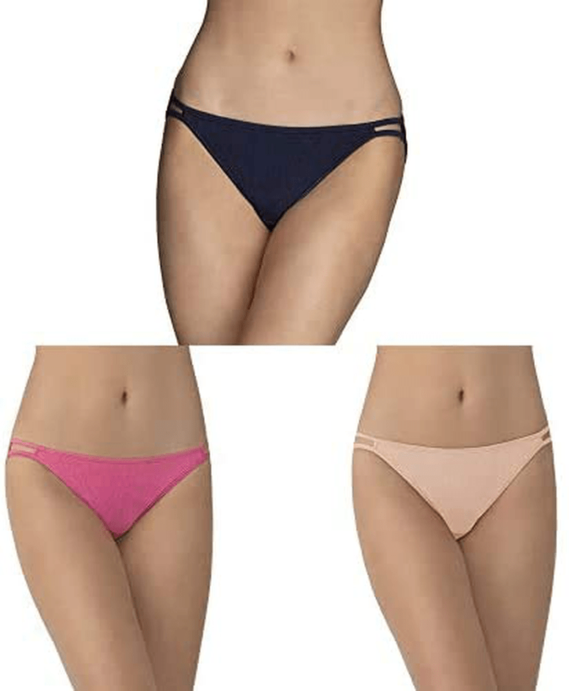 Vanity Fair Women's Illumination String Bikini Panties (Regular & Plus Size)  Vanity Fair 3 Pack - Navy/Pink/Beige Regular 5