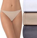Vanity Fair Women's Illumination String Bikini Panties (Regular & Plus Size)  Vanity Fair 3 Pack - White/Beige/Steele Regular 8