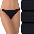 Vanity Fair Women's Illumination String Bikini Panties (Regular & Plus Size)  Vanity Fair 3 Pack - Midnight Black Regular 8