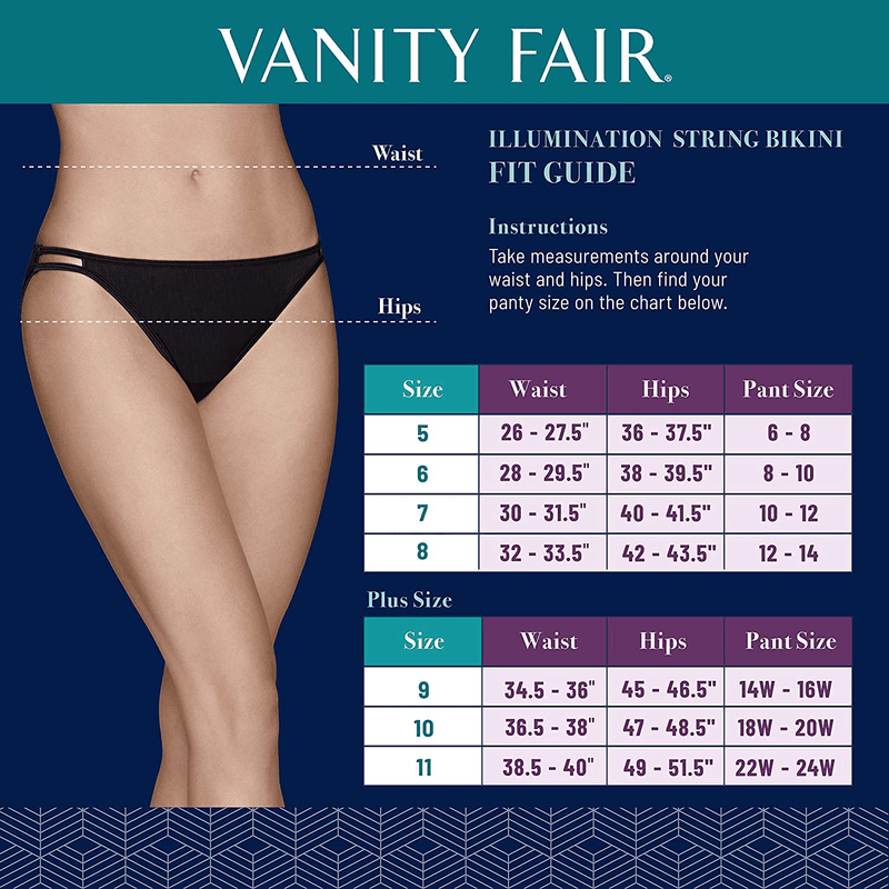 Vanity Fair Women's Illumination String Bikini Panties (Regular & Plus Size)  Vanity Fair   