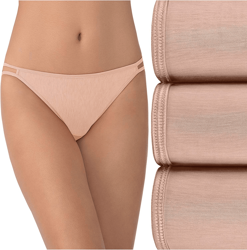 Vanity Fair Women's Illumination String Bikini Panties (Regular & Plus Size)  Vanity Fair 3 Pack - Rose Beige 5 Regular