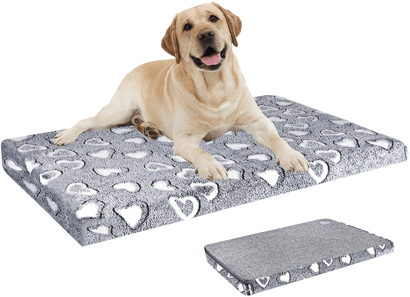 VANKEAN Dog Crate Mat Reversible(Warm and Cool), Stylish Pet Bed Mattress for Dogs, Water Proof Linings, Removable Machine Washable Cover, Firm Support Pet Pad for Small to Xx-Large Dogs, Grey