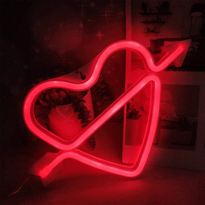 Vanproo Valentine Neon Signs Festival Lights with Base Led Blue Neon Lights Festival Valentine'S Day Decor Lights, Usb/Battery Powered Neon Sign for Valentine Party, Hanging Type/Red Cupid Heart Home & Garden > Decor > Seasonal & Holiday Decorations Vanproo   