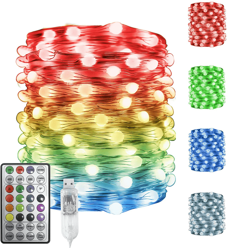 Vanthylit Fairy Lights USB Color Changing String Lights, 100 RGB Led Twinkle Lights with Remote Control Fairy String Lights for Party Wedding Festival Bedroom Dorm Table Decoration Home & Garden > Decor > Seasonal & Holiday Decorations Vanthylit   