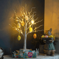Vanthylit LED Easter Birch Tree Lights with Eggs Battery Powered Centerpiece Decoration Tabletop Tree Light for Home Wedding Holiday Home & Garden > Decor > Seasonal & Holiday Decorations Vanthylit Birch Tree With Eggs  