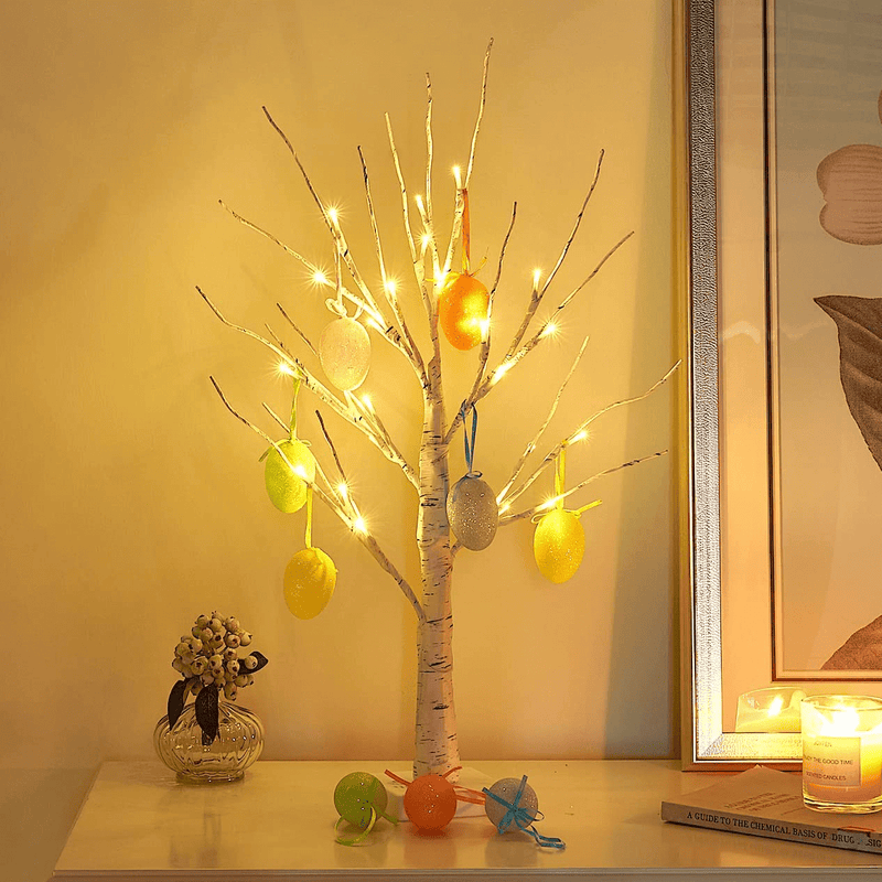 Vanthylit LED Easter Birch Tree Lights with Eggs Battery Powered Centerpiece Decoration Tabletop Tree Light for Home Wedding Holiday Home & Garden > Decor > Seasonal & Holiday Decorations Vanthylit   