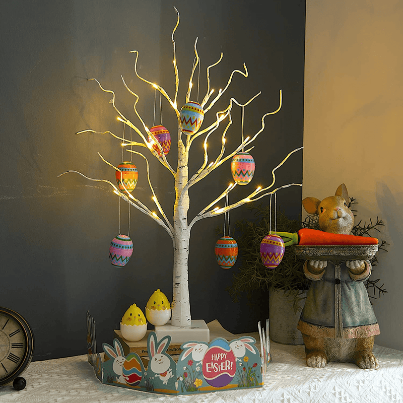 Vanthylit LED Easter Birch Tree Lights with Eggs Battery Powered Centerpiece Decoration Tabletop Tree Light for Home Wedding Holiday Home & Garden > Decor > Seasonal & Holiday Decorations Vanthylit Birch Tree With Eggs 2  